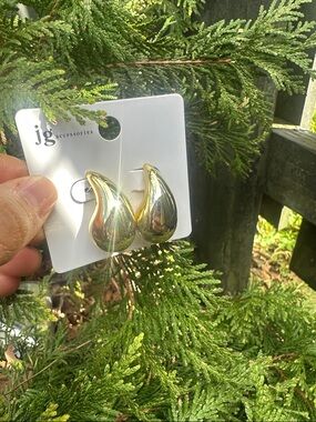 Gold Teardrop Statement Earrings